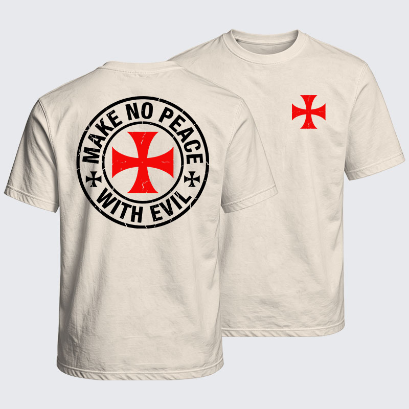 Washed T-Shirt - Make No Peace with Evil Knight Templar Cross