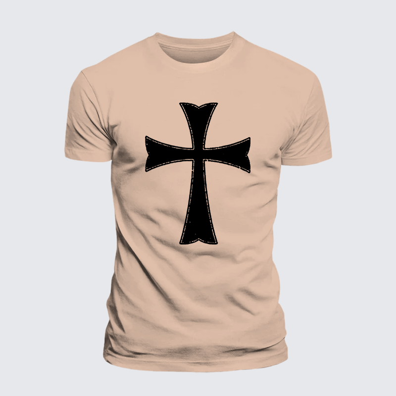 Knights Templar Crusader Cross Jesus God Christian Premium Mercerized Cotton Tee