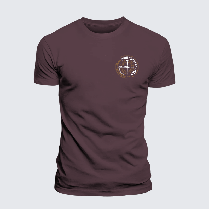 Iron Sharpens Iron - Proverbs 27:17 Jesus God Christian Premium Mercerized Cotton Tee
