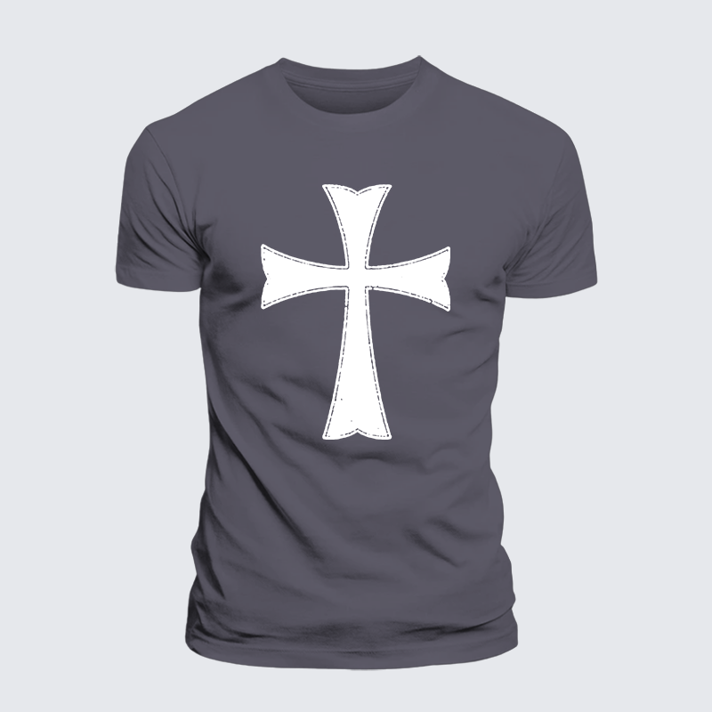 Knights Templar Crusader Cross Jesus God Christian Premium Mercerized Cotton Tee