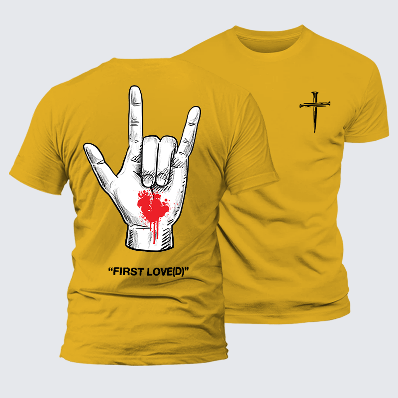 First Loved Jesus God Christian Premium Mercerized Cotton Tee