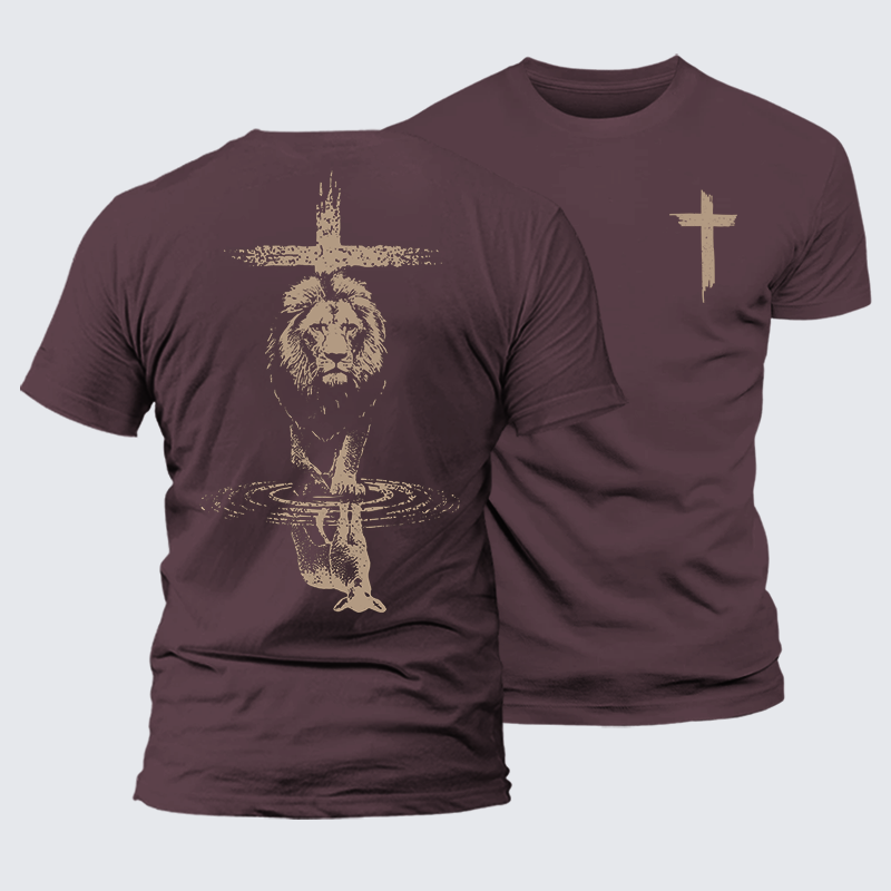Power And Peace Faith Cross Jesus God Christian Premium Mercerized Cotton Tee