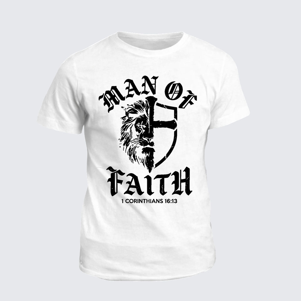 Man of Faith Jesus God Christian Cotton T-Shirt