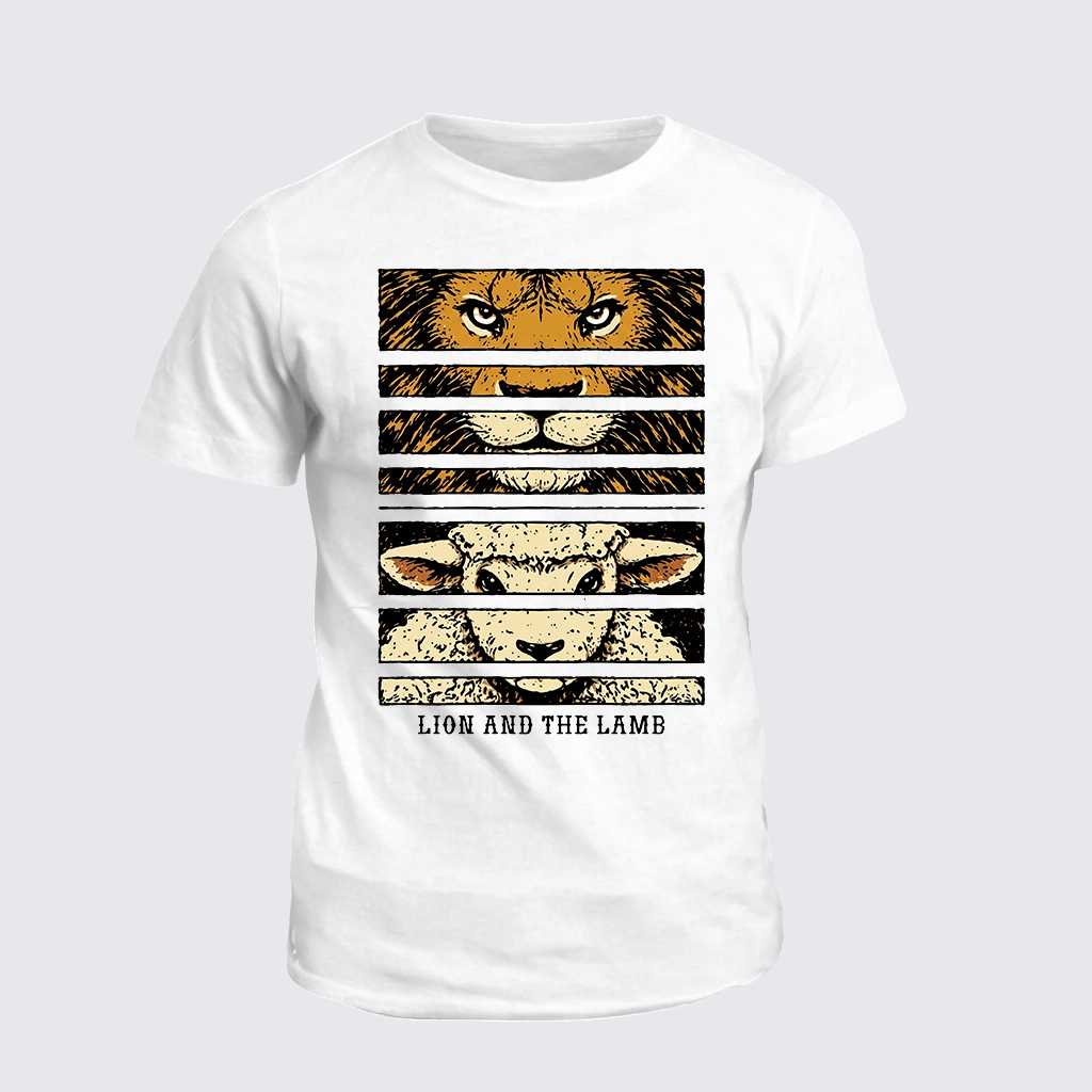 Lion And The Lamb Jesus God Christian Cotton T-Shirt
