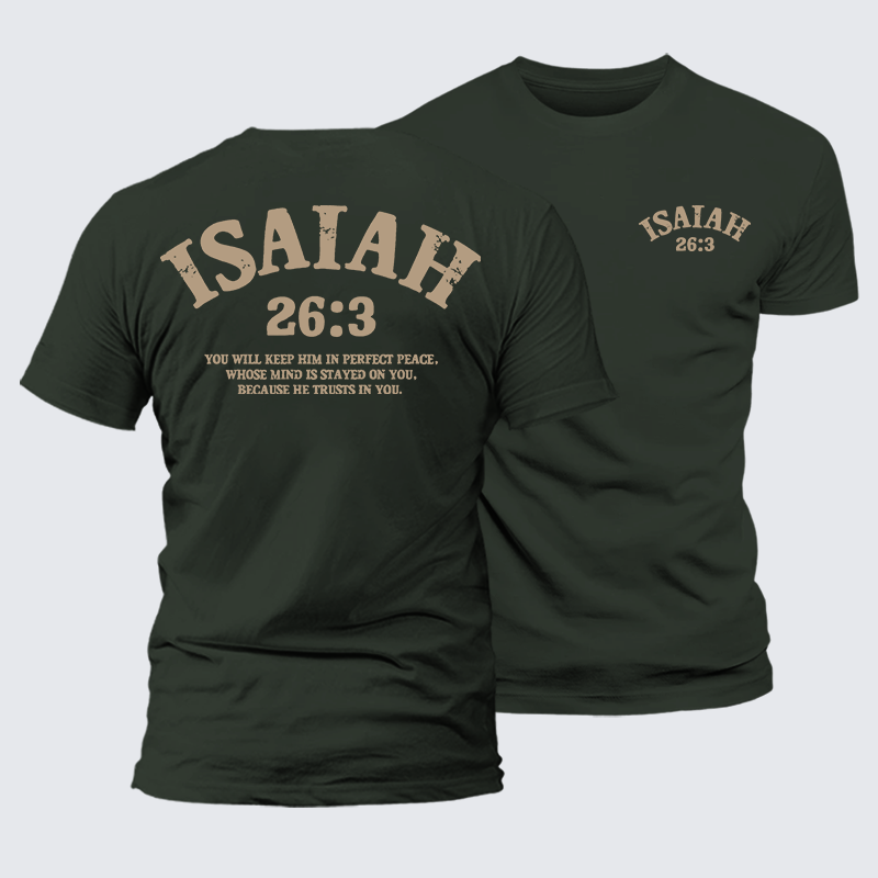 Isaiah 26:3 Perfect Peace Jesus God Christian Premium Mercerized Cotton Tee