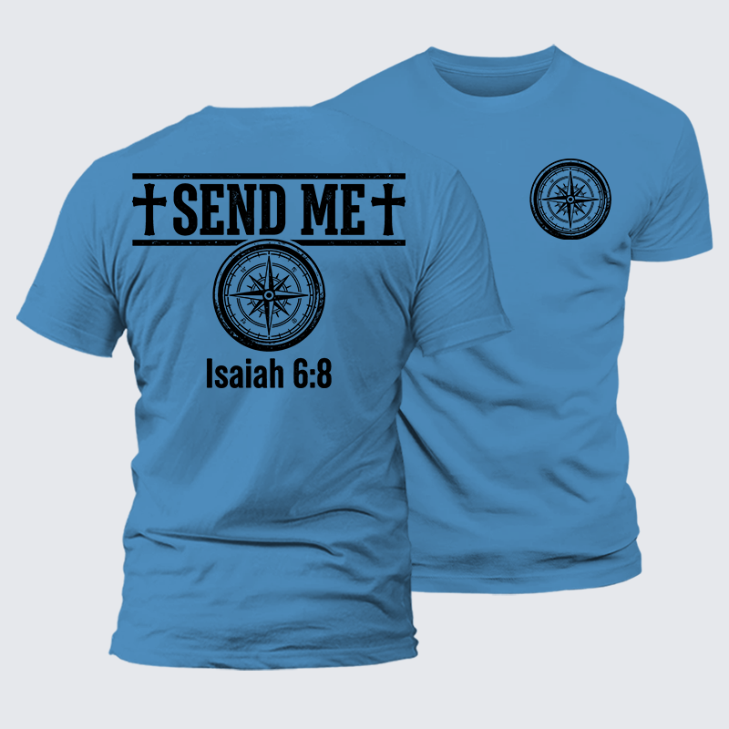 Isaiah 6:8 - SEND ME Jesus God Christian Premium Mercerized Cotton Tee