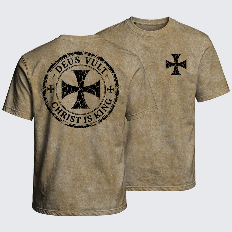Washed T-Shirt - Deus Vult Christ Is King