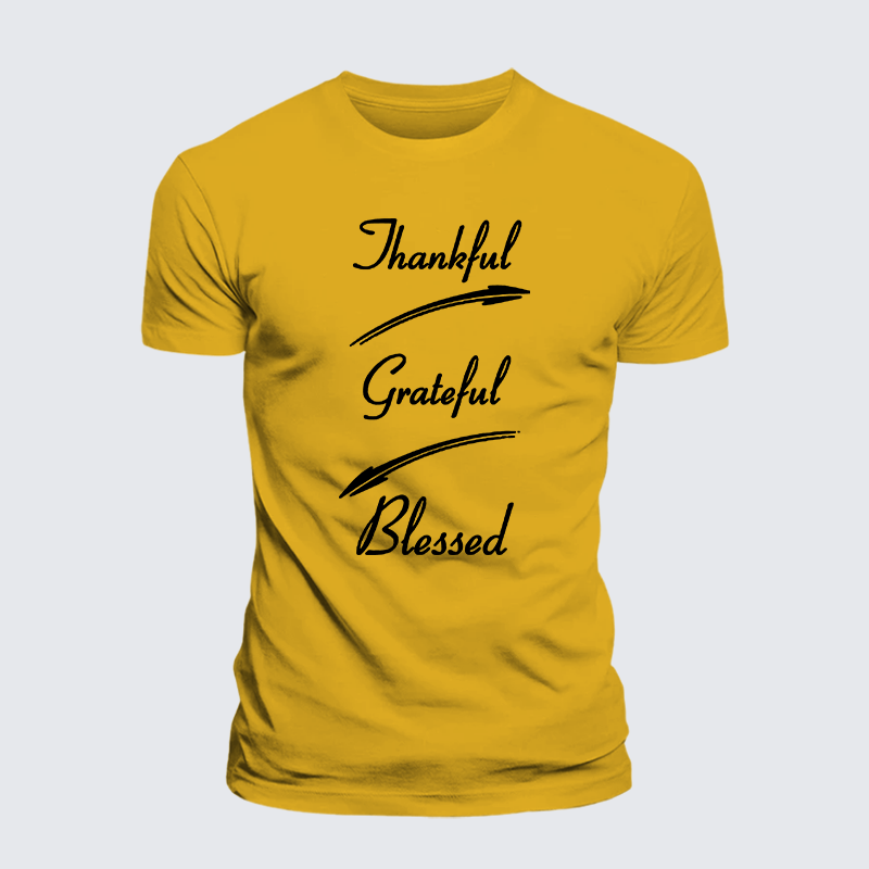Thankful Grateful Blessed Jesus God Christian Premium Mercerized Cotton Tee