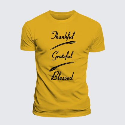 Thankful Grateful Blessed Jesus God Christian Premium Mercerized Cotton Tee