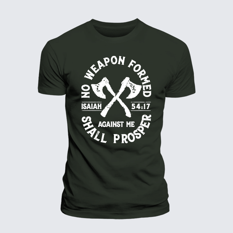 No Weapon Formed Shall Prosper - Isaiah 54:17  Jesus God Christian Premium Mercerized Cotton Tee