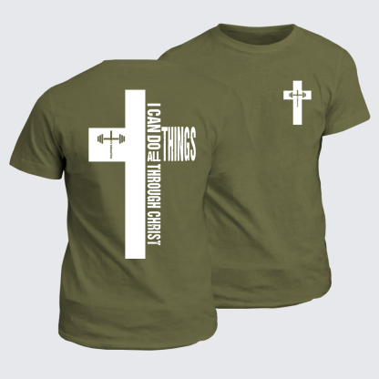 Strength Through Christ Jesus God Christian Cotton T-Shirt