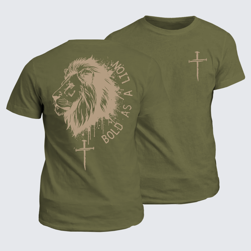 Bold as a Lion Jesus God Christian Cotton T-Shirt