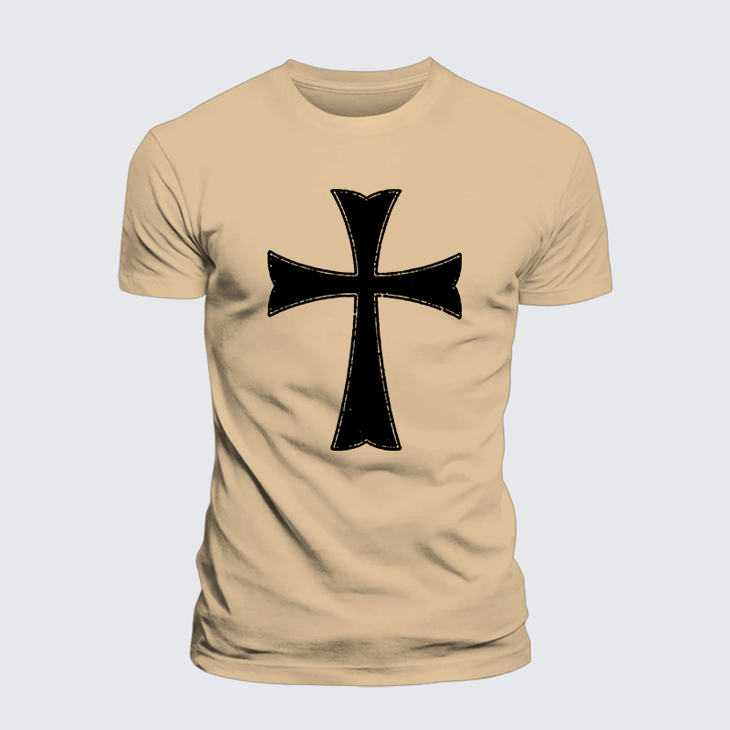 Knights Templar Crusader Cross Jesus God Christian Premium Mercerized Cotton Tee