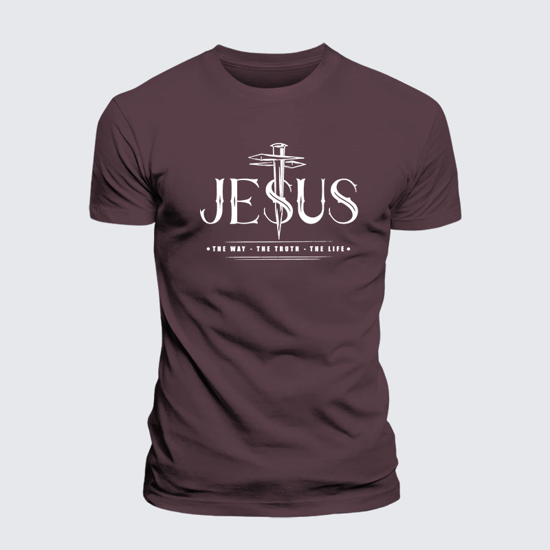 Jesus The Way The Truth The Life Jesus God Christian Premium Mercerized Cotton Tee
