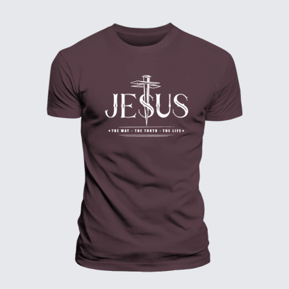 Jesus The Way The Truth The Life Jesus God Christian Premium Mercerized Cotton Tee