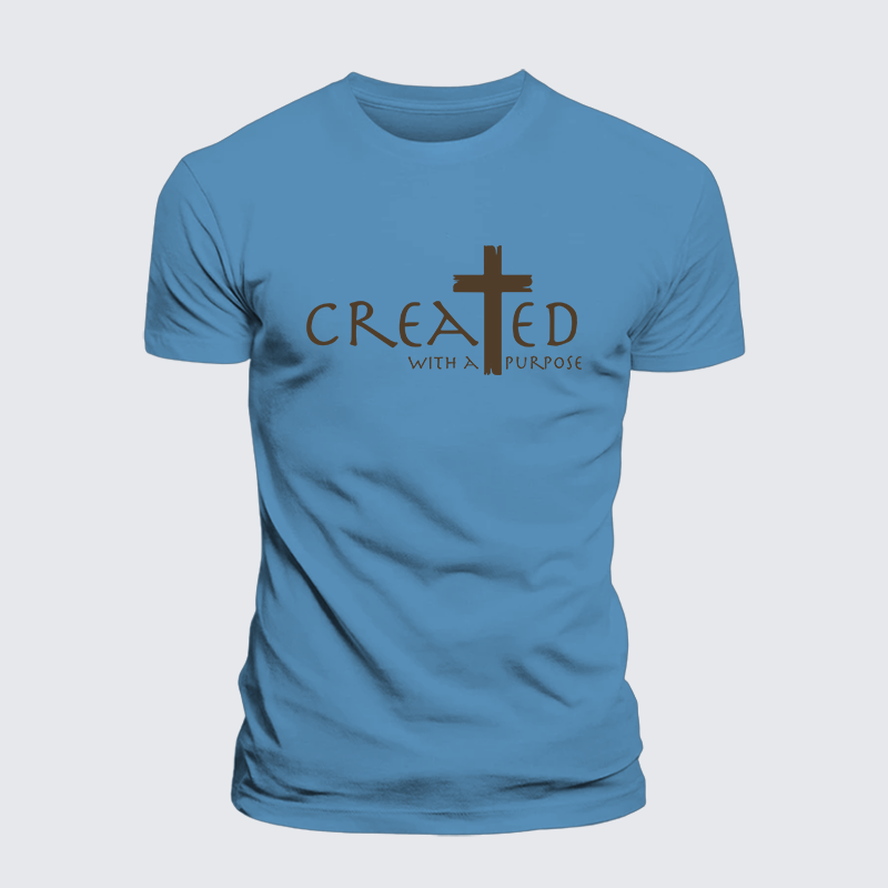 Created with a Purpose Jesus God Christian Premium Mercerized Cotton Tee