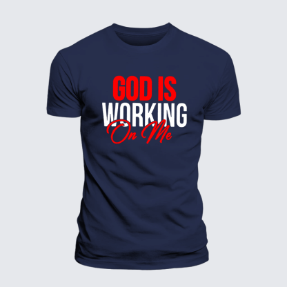God Is Working On Me Jesus God Christian Premium Mercerized Cotton Tee