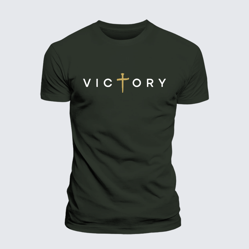 Victory Cross Jesus God Christian Premium Mercerized Cotton Tee
