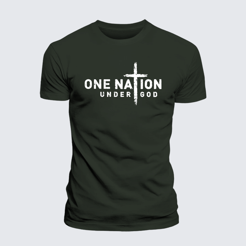 One Nation Under God Cross Jesus God Christian Premium Mercerized Cotton Tee