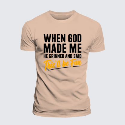When God Made Me Jesus God Christian Premium Mercerized Cotton Tee