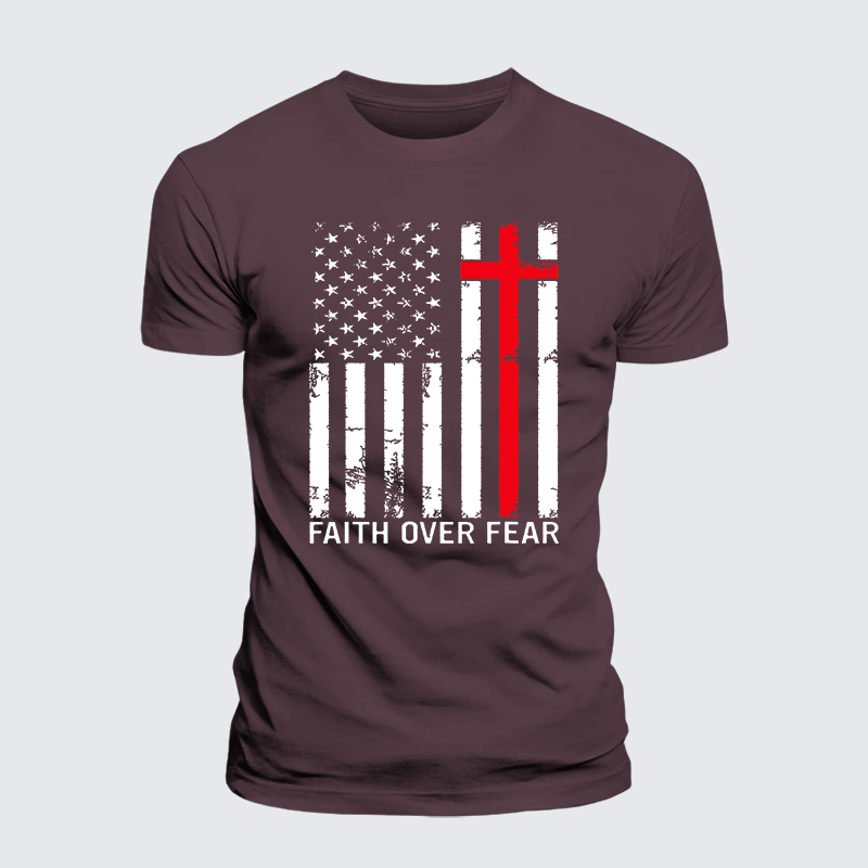 Faith Over Fear Jesus God Christian Premium Mercerized Cotton Tee