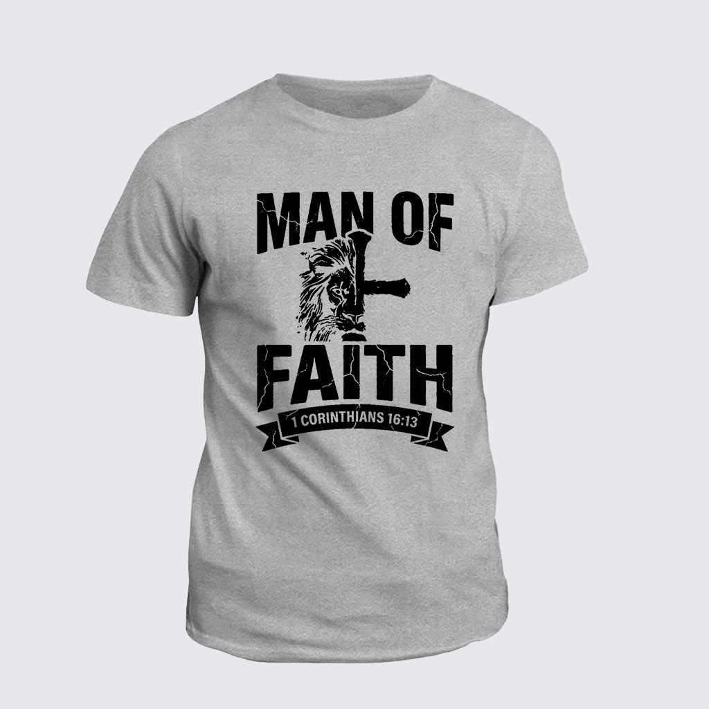 Man of Faith Jesus God Christian Cotton T-Shirt