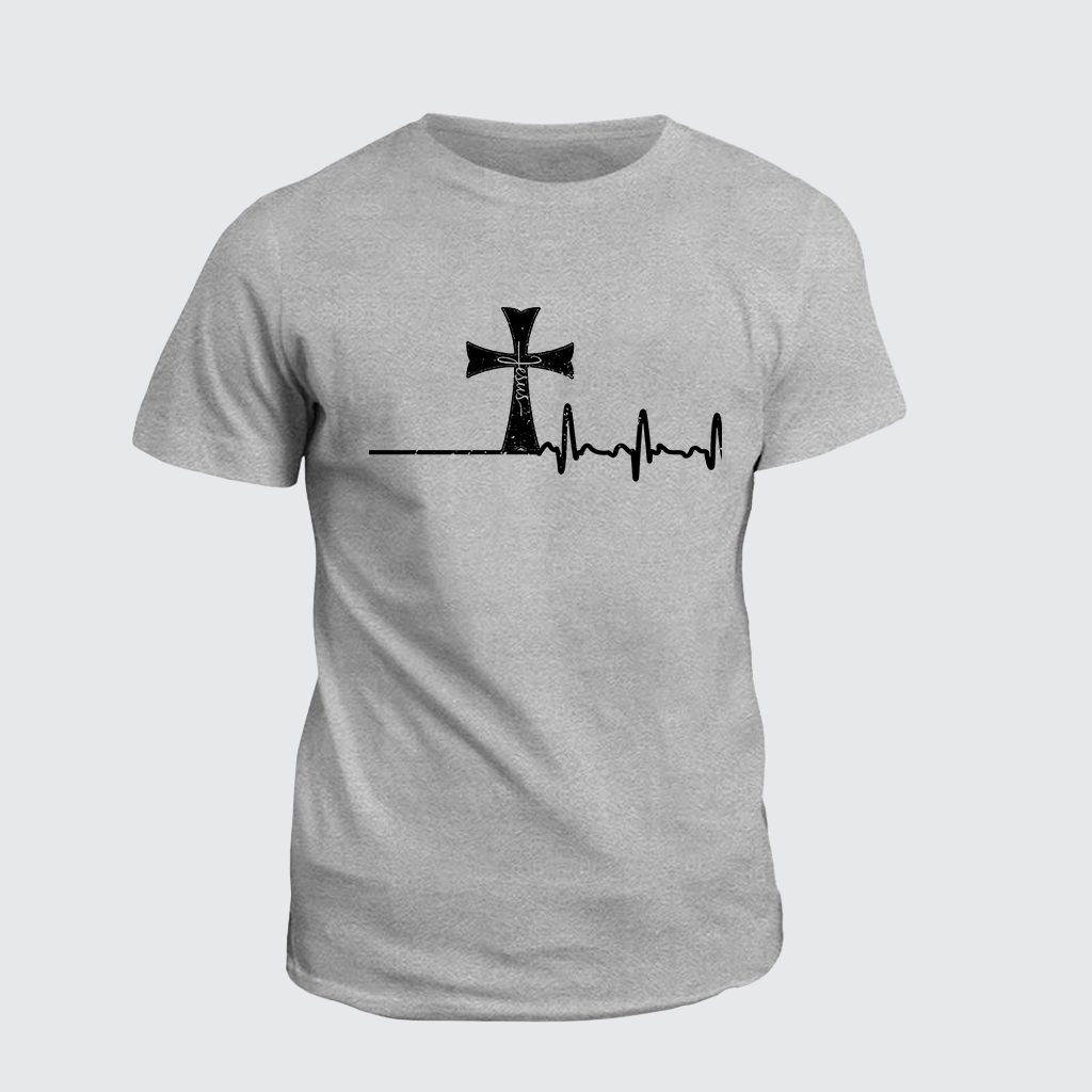 ECG Cross Knights Templar Crusader Jesus God Christian Cotton T-Shirt
