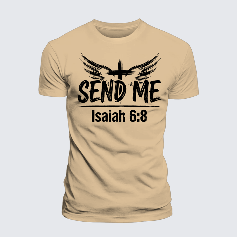 Isaiah 6:8 - SEND ME Jesus God Christian Premium Mercerized Cotton Tee