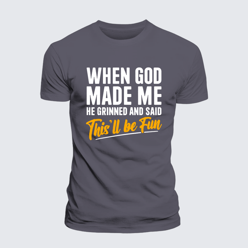 When God Made Me Jesus God Christian Premium Mercerized Cotton Tee