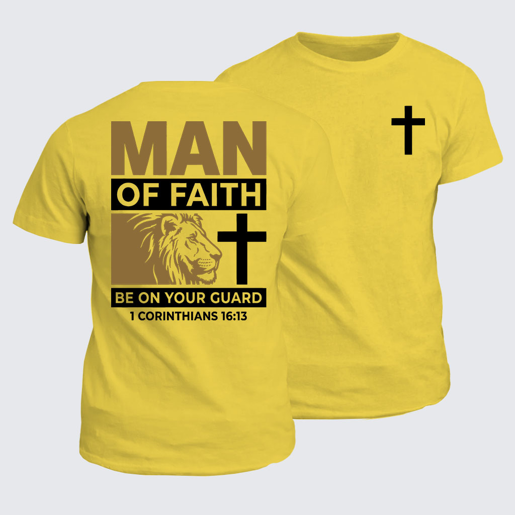 Man Of God Husband Dad Jesus God Christian Cotton T-Shirt