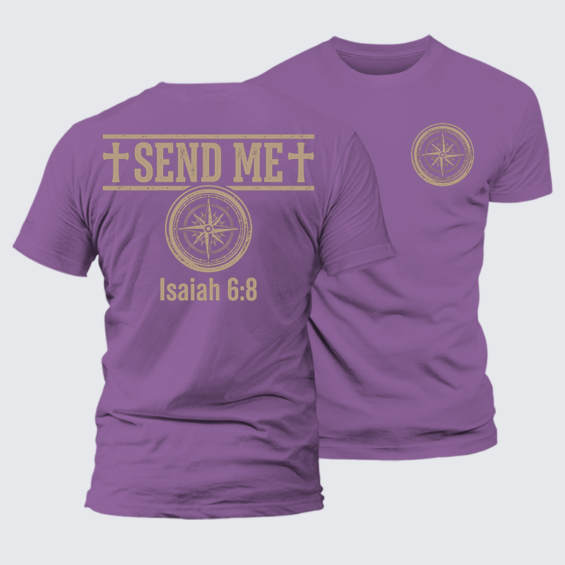 Isaiah 6:8 - SEND ME Jesus God Christian Premium Mercerized Cotton Tee