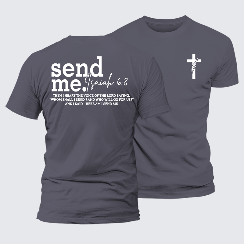 Send Me Isaiah 6:8 Jesus God Christian Premium Mercerized Cotton Tee