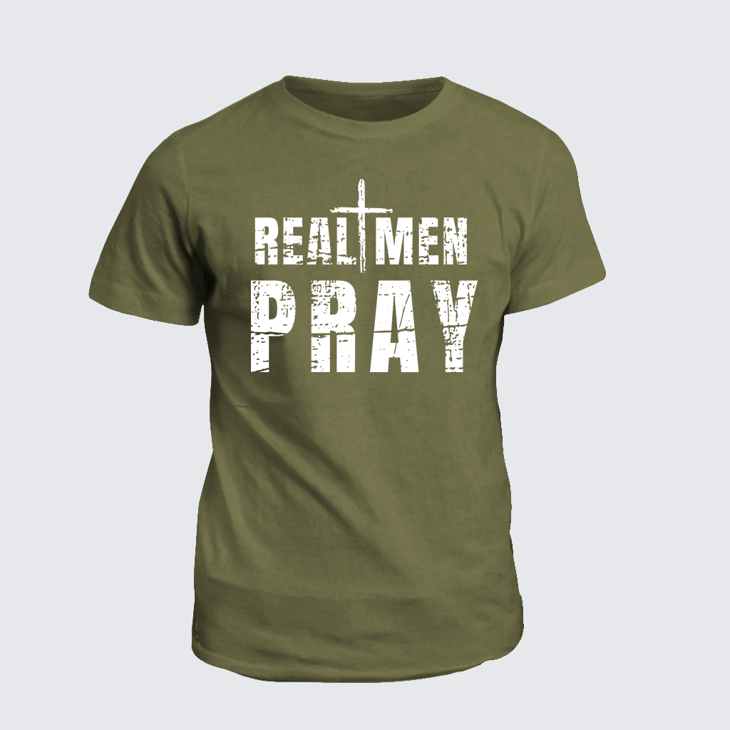 Real Men Pray Jesus God Christian Cotton T-Shirt
