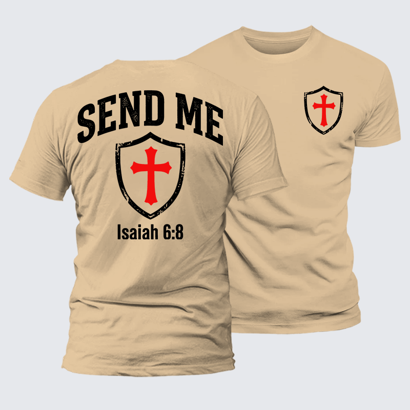 Isaiah 6:8 - SEND ME Jesus God Christian Premium Mercerized Cotton Tee