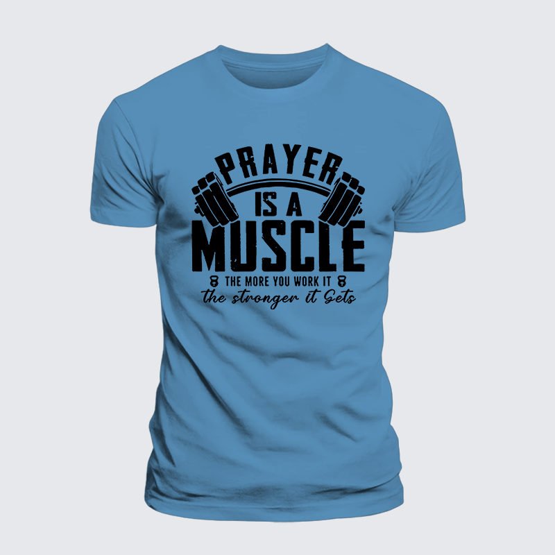 Prayer Is A Muscle Cross Jesus God Christian Premium Mercerized Cotton Tee