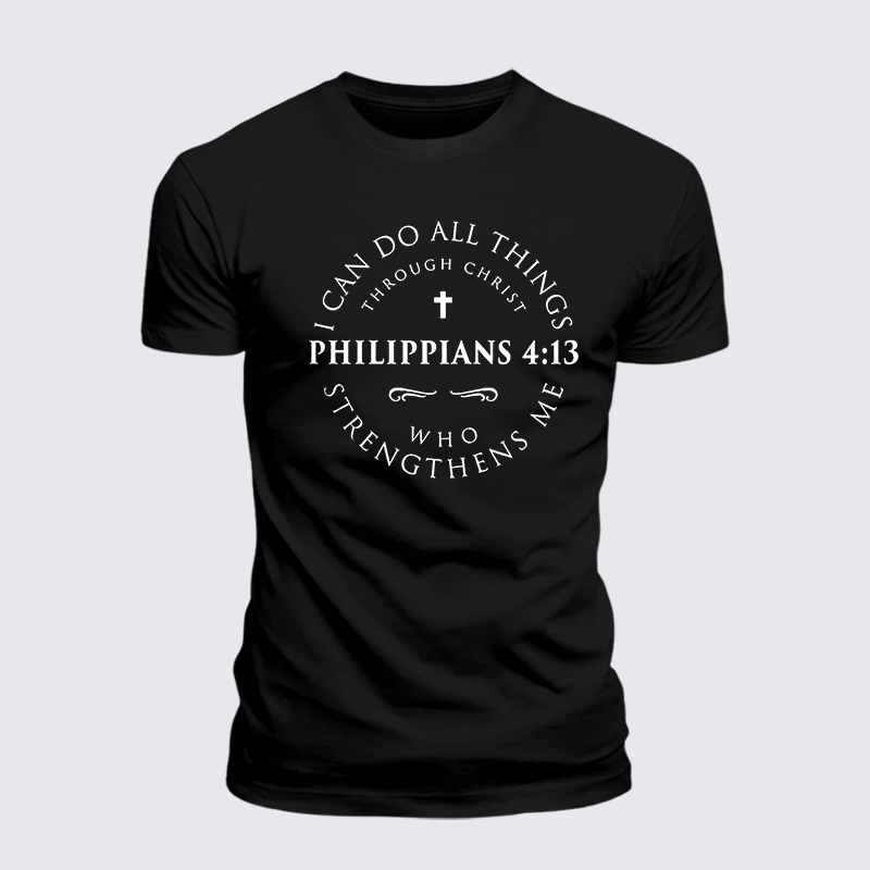 Philippians 4:13 Jesus God Christian Premium Mercerized Cotton Tee