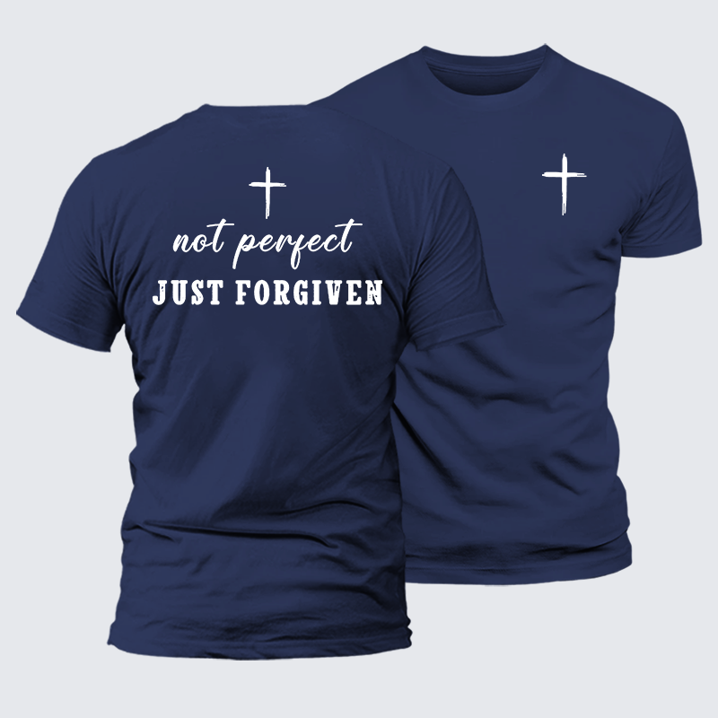 Not Perfect Just Forgiven Jesus God Christian Premium Mercerized Cotton Tee