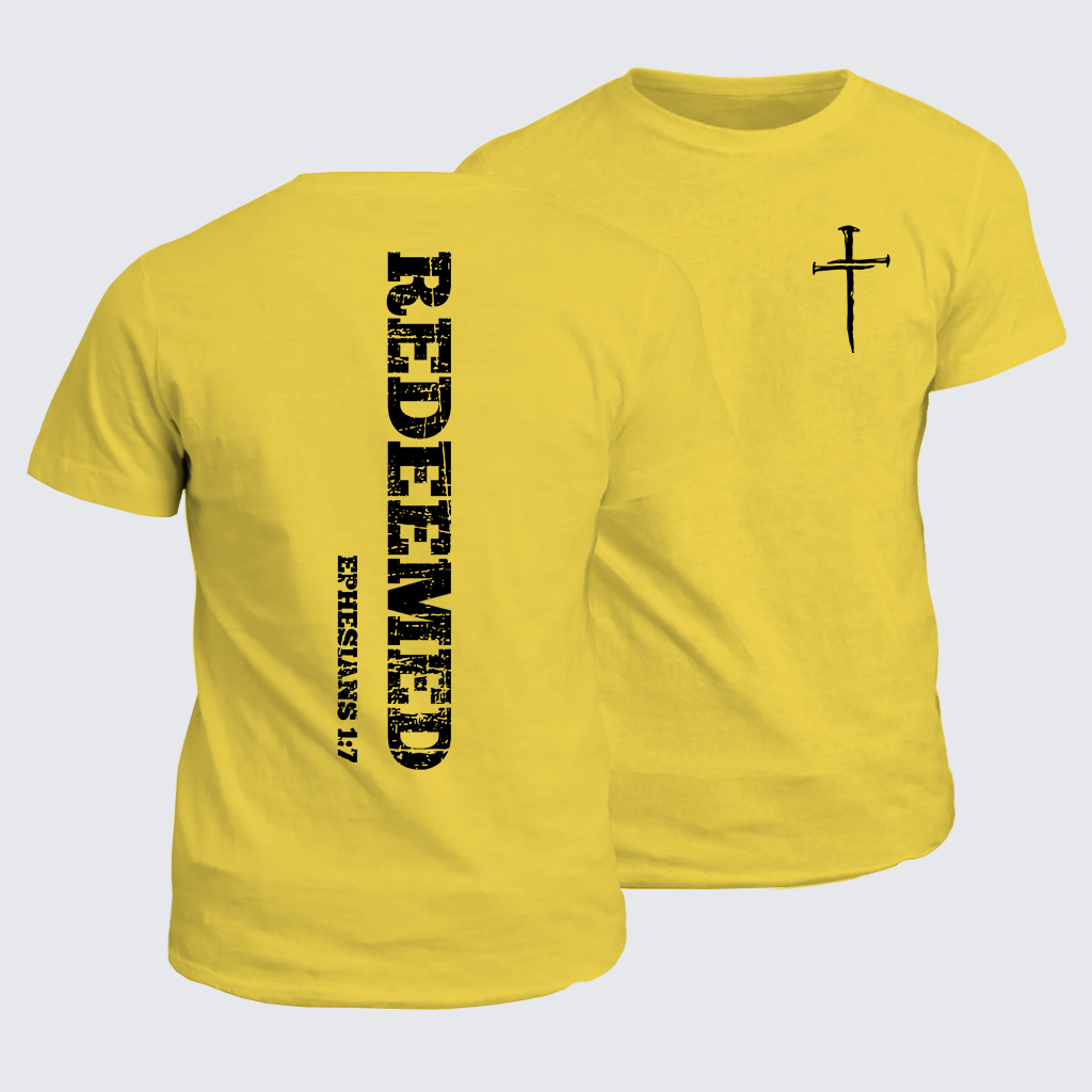 Redeemed Ephesians 1:7 Jesus God Christian Cotton T-Shirt