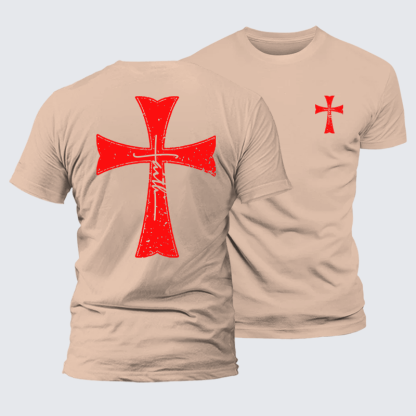 Knights Templar Crusader Cross Faith Jesus God Christian Premium Mercerized Cotton Tee