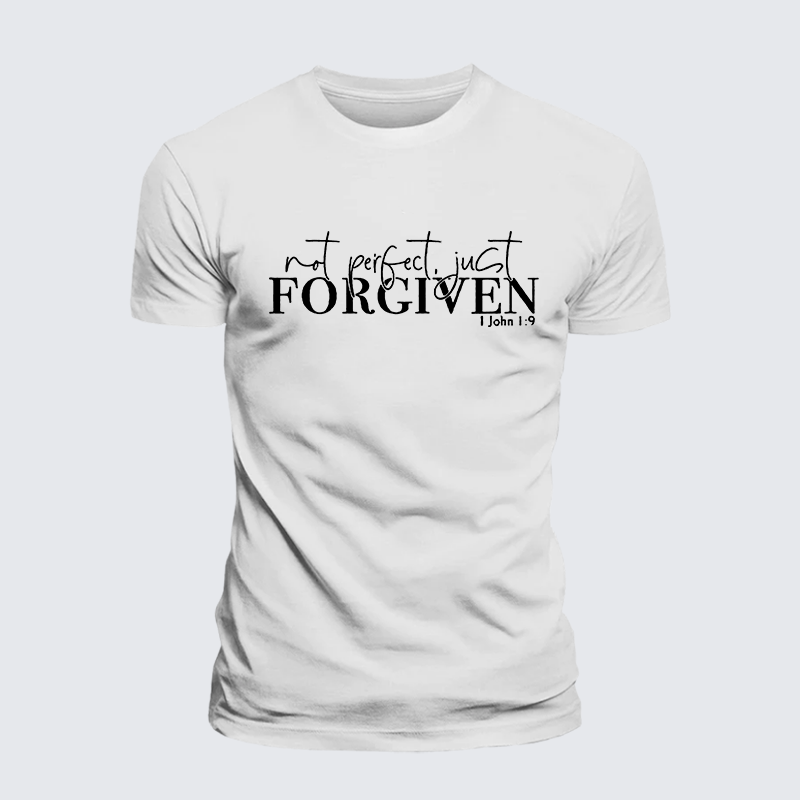 Not Perfect Just Forgiven Jesus God Christian Premium Mercerized Cotton Tee