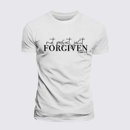 Not Perfect Just Forgiven Jesus God Christian Premium Mercerized Cotton Tee