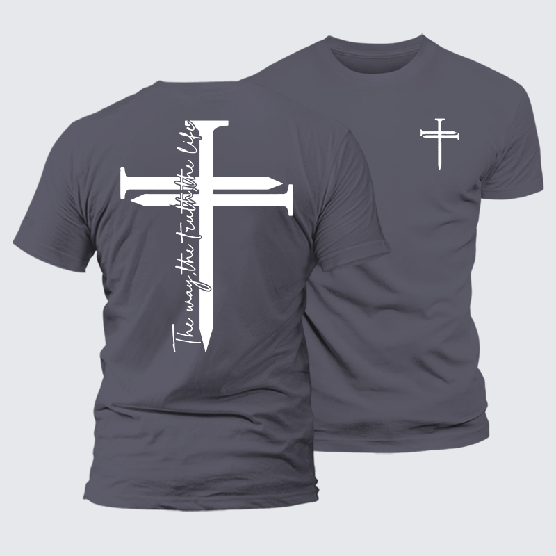 Jesus The Way The Truth The Life Cross Jesus God Christian Premium Mercerized Cotton Tee