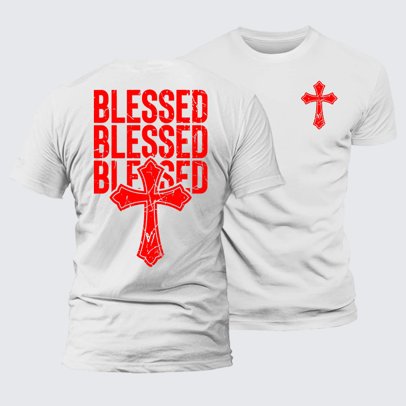 Blessed Cross Jesus God Christian Premium Mercerized Cotton Tee