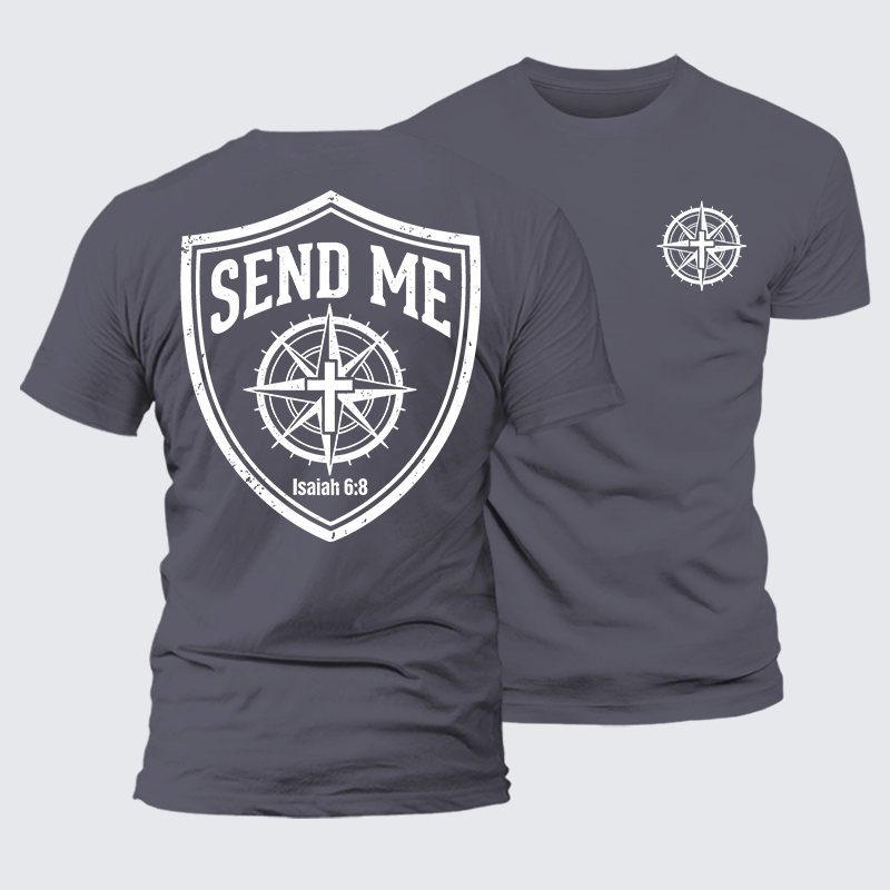 Isaiah 6:8 - SEND ME Jesus God Christian Premium Mercerized Cotton Tee