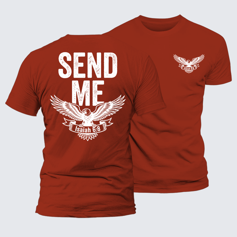 Isaiah 6:8 - SEND ME Jesus God Christian Premium Mercerized Cotton Tee