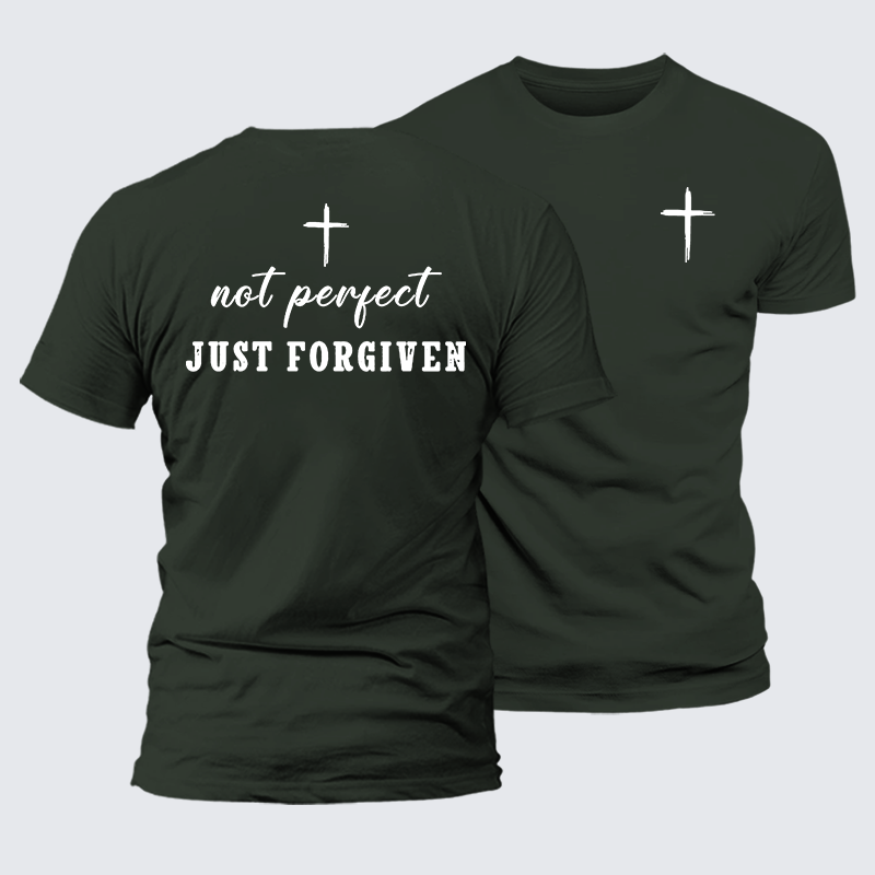 Not Perfect Just Forgiven Jesus God Christian Premium Mercerized Cotton Tee