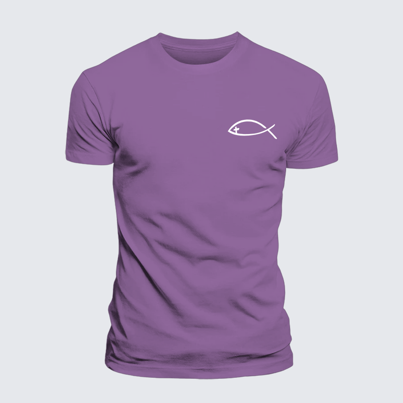 Jesus Fish Jesus God Christian Premium Mercerized Cotton Tee