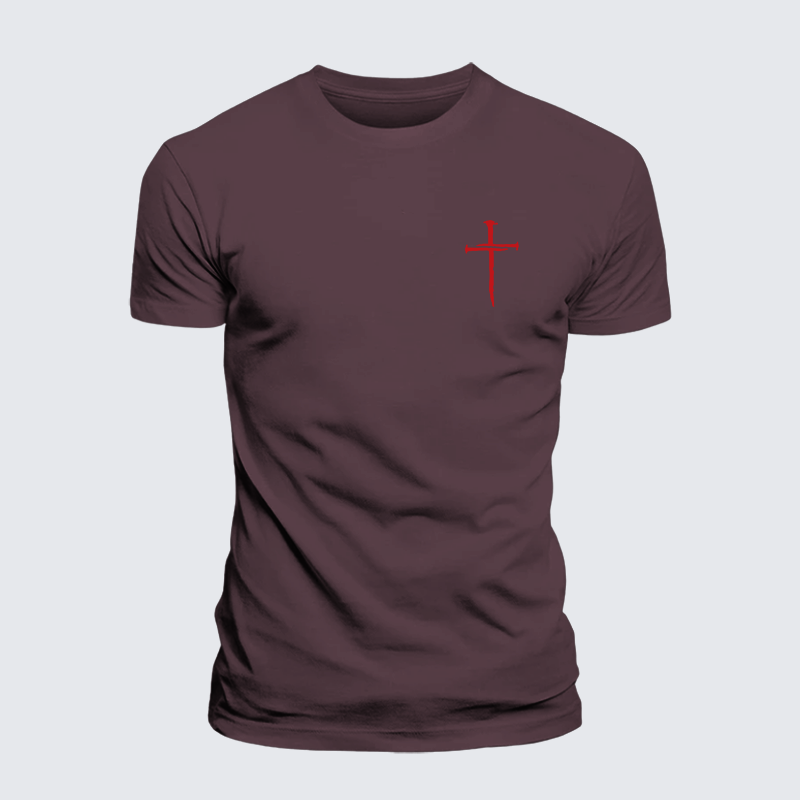 Red Cross Jesus God Christian Premium Mercerized Cotton Tee