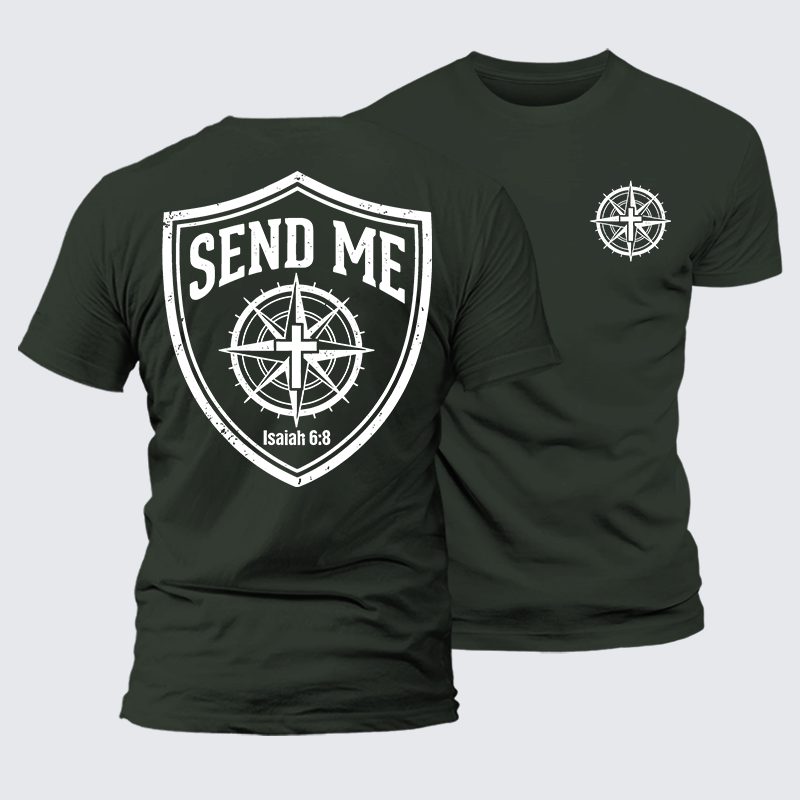 Isaiah 6:8 - SEND ME Jesus God Christian Premium Mercerized Cotton Tee