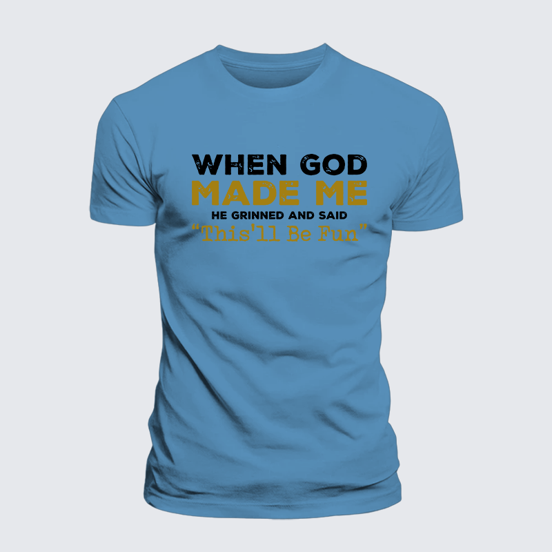 When God Made Me Jesus God Christian Premium Mercerized Cotton Tee